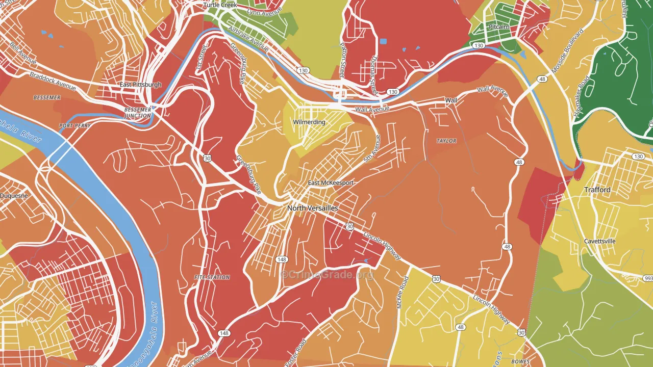 East McKeesport, PA Map of Arson Rates