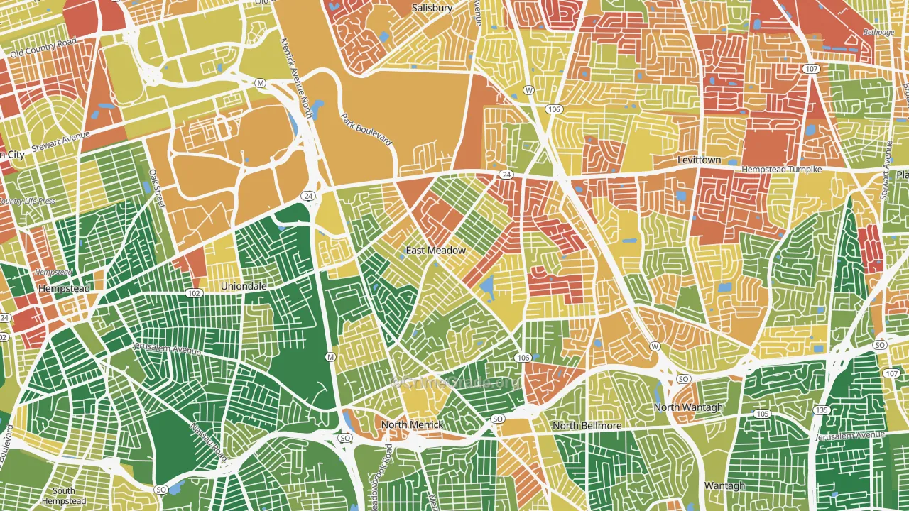 East Meadow, NY Map of Arson Rates