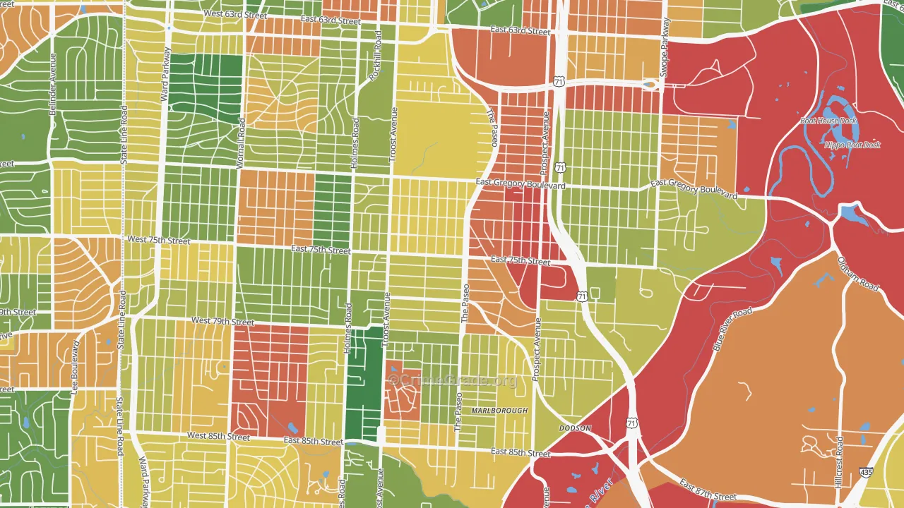 East Meyer, Kansas City, MO Map of Arson Rates
