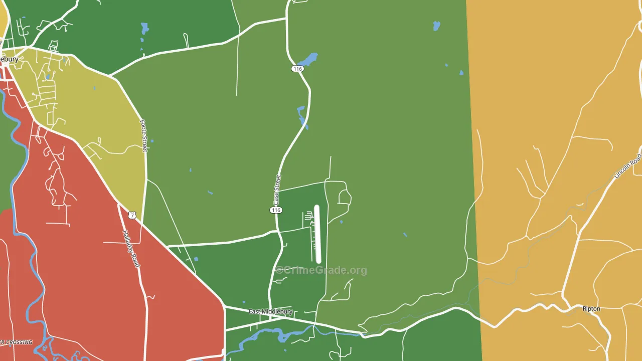 East Middlebury, VT Map of Arson Rates