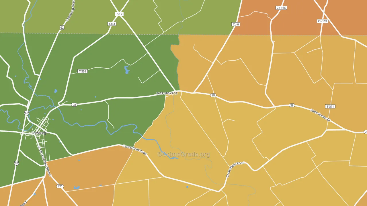 East Monroe, OH Map of Arson Rates