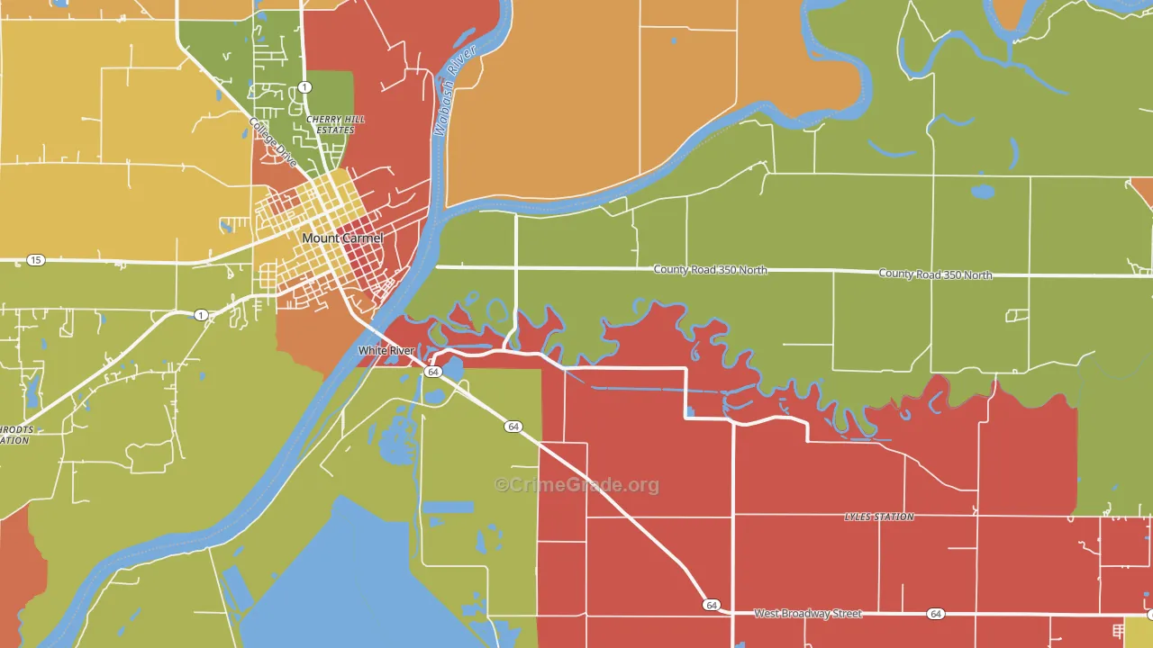 East Mount Carmel, IN Map of Arson Rates