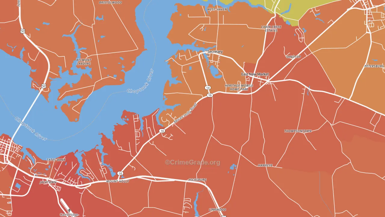 East New Market, MD Map of Arson Rates
