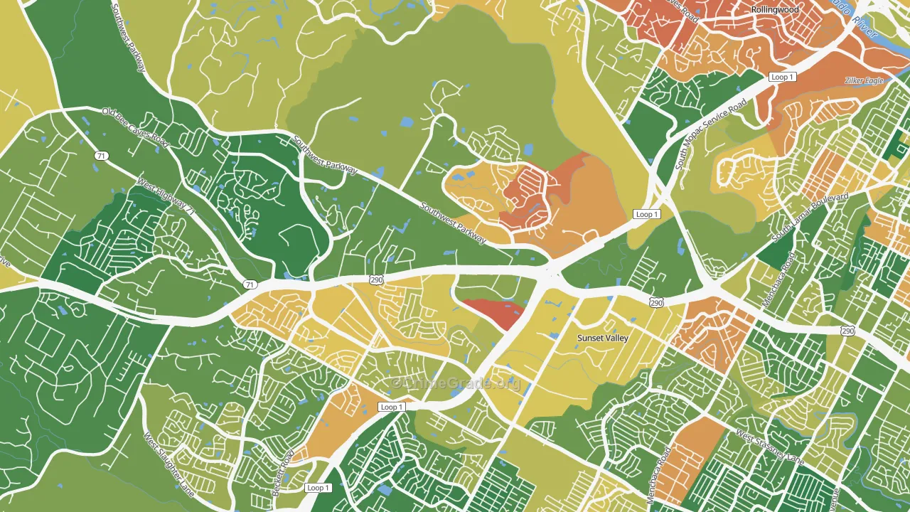 East Oak Hill, Austin, TX Map of Arson Rates