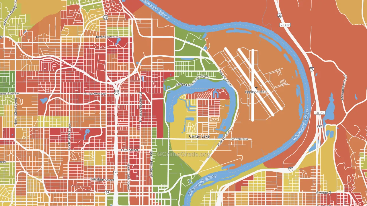 East Omaha, Omaha, NE Map of Arson Rates