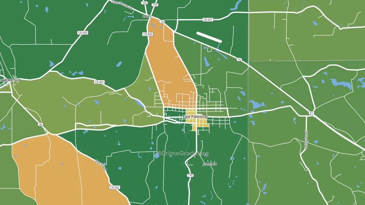 East Palestine, OH Map of Arson Rates