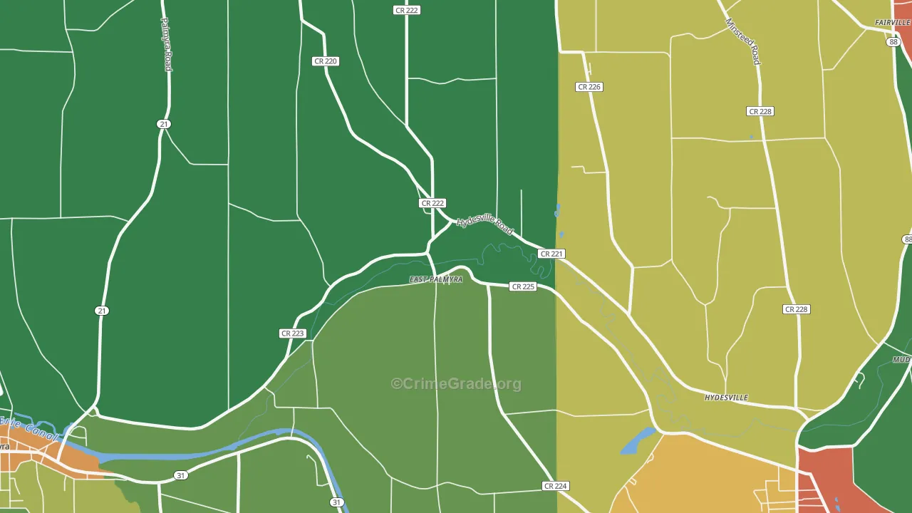 East Palmyra, NY Map of Arson Rates