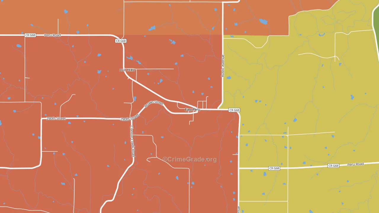 East Peru, IA Map of Arson Rates