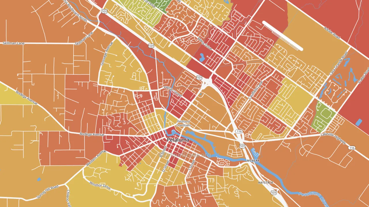 East Petaluma, Petaluma, CA Map of Arson Rates