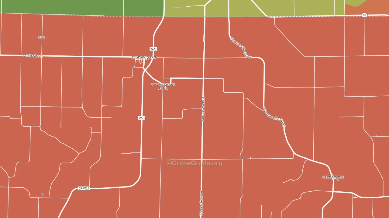 East Pleasant Plain, IA Map of Arson Rates