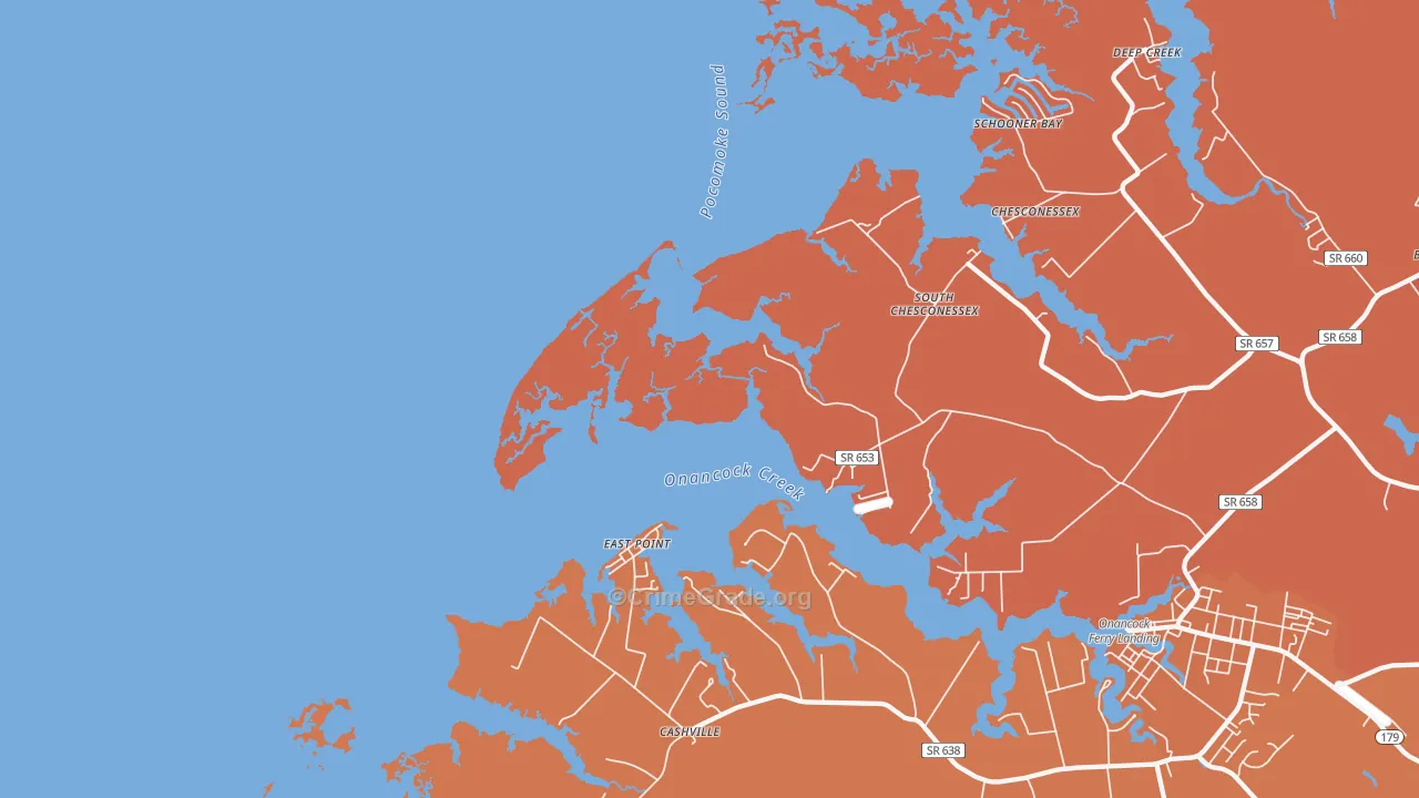 East Point, VA Map of Arson Rates