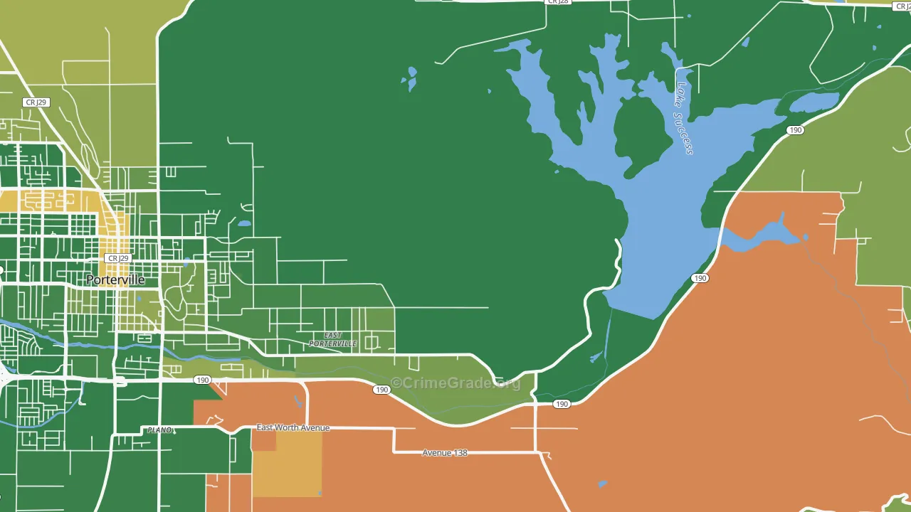 East Porterville, CA Map of Arson Rates