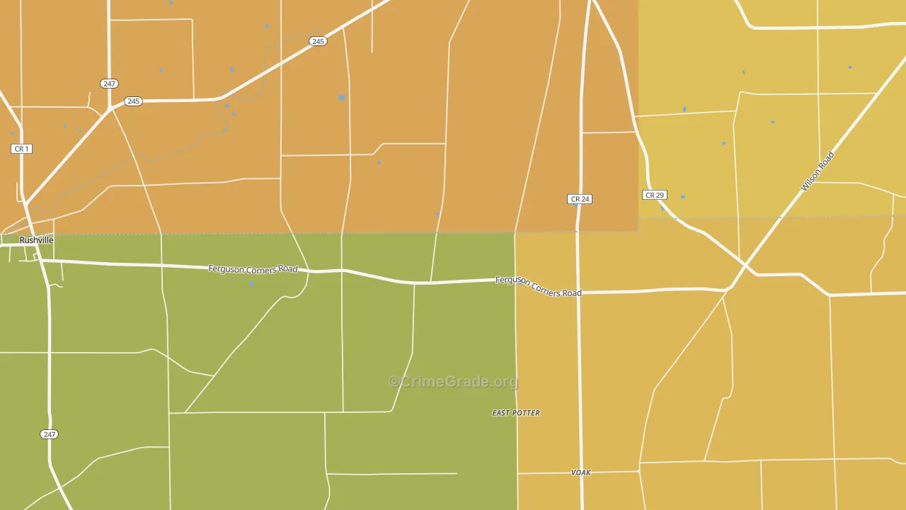 East Potter, NY Map of Arson Rates