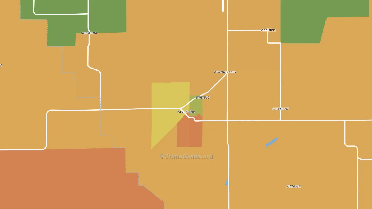 East Prairie, MO Map of Arson Rates