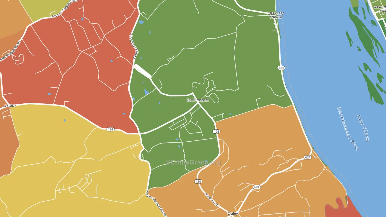 East Prospect, PA Map of Arson Rates