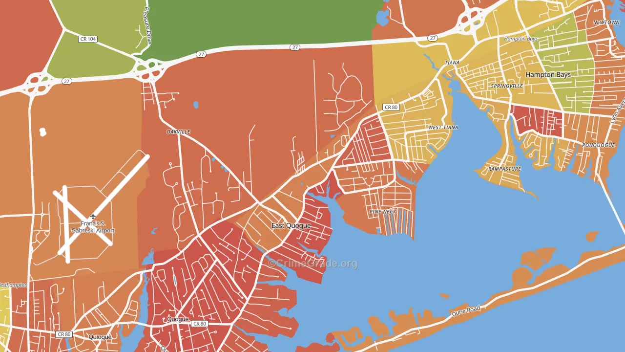 East Quogue, NY Map of Arson Rates