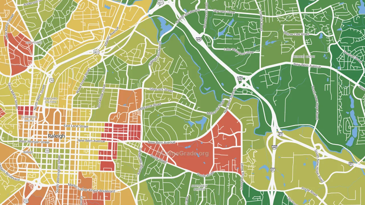 East Raleigh, Raleigh, NC Map of Arson Rates
