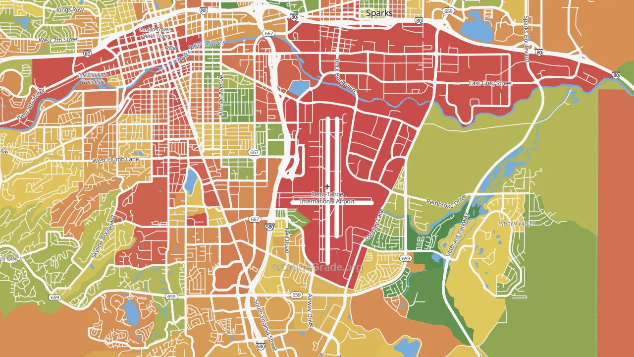 East Reno, Reno, NV Map of Arson Rates