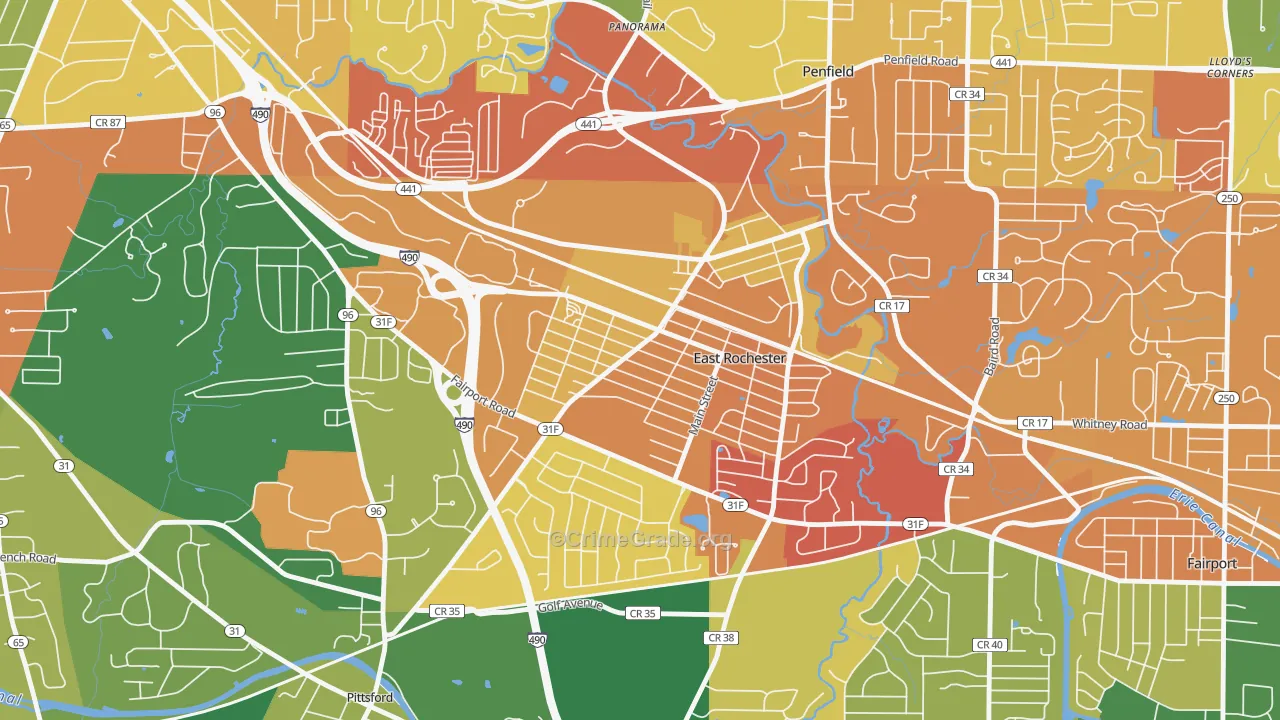 East Rochester, NY Map of Arson Rates