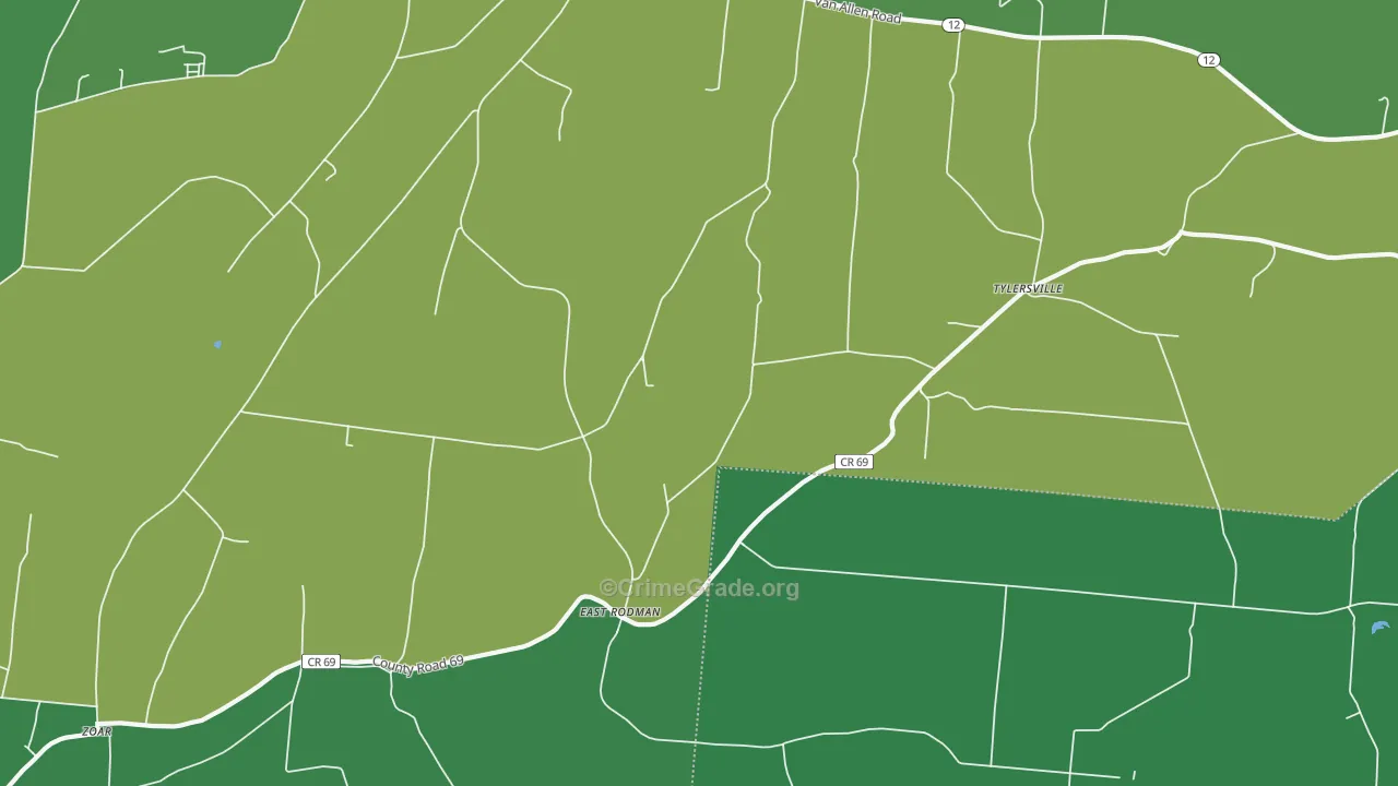 East Rodman, NY Map of Arson Rates