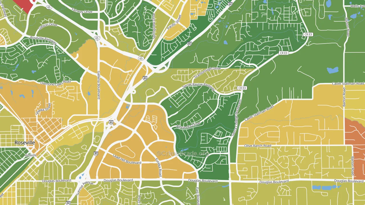 East Roseville Parkway, Roseville, CA Map of Arson Rates