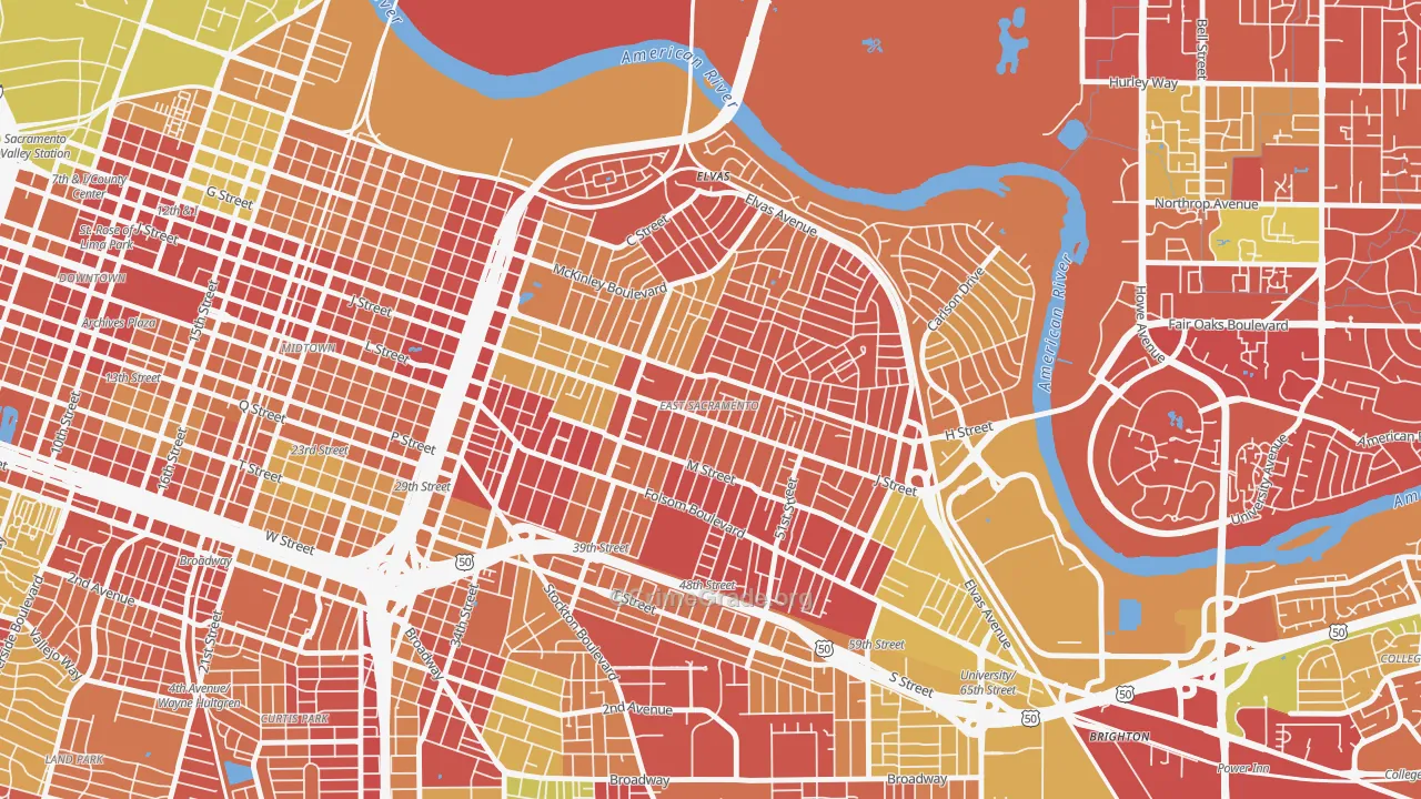 East Sacramento, Sacramento, CA Map of Arson Rates