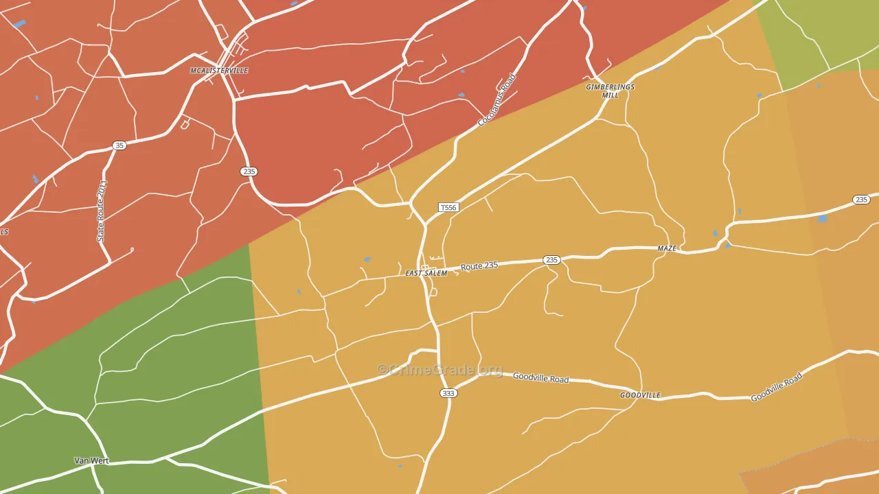 East Salem, PA Map of Arson Rates