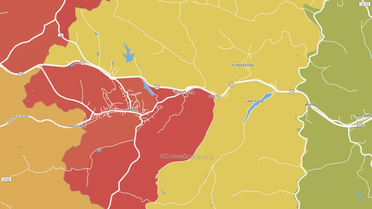 East Salem, WV Map of Arson Rates