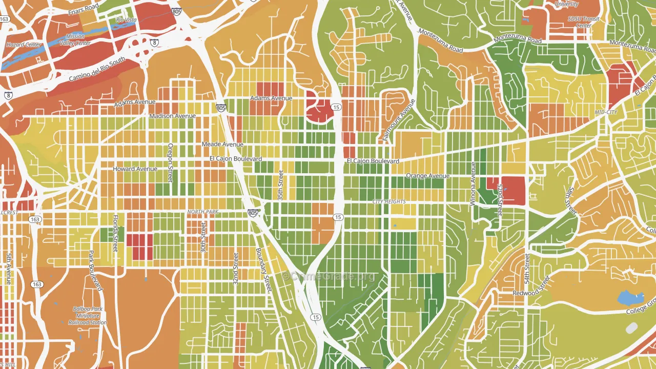 East San Diego, San Diego, CA Map of Arson Rates
