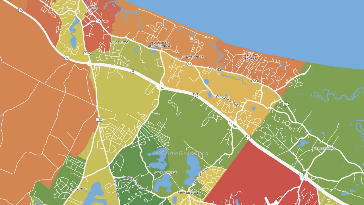 East Sandwich, MA Map of Arson Rates