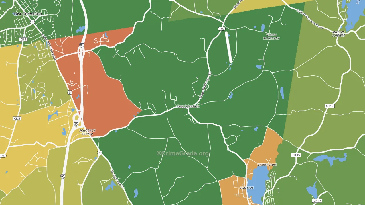 East Schodack, NY Map of Arson Rates