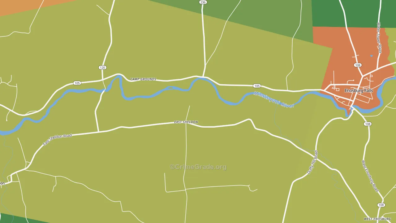East Sheldon, VT Map of Arson Rates
