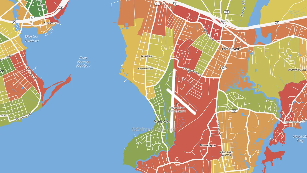 East Shore, East Haven, CT Map of Arson Rates