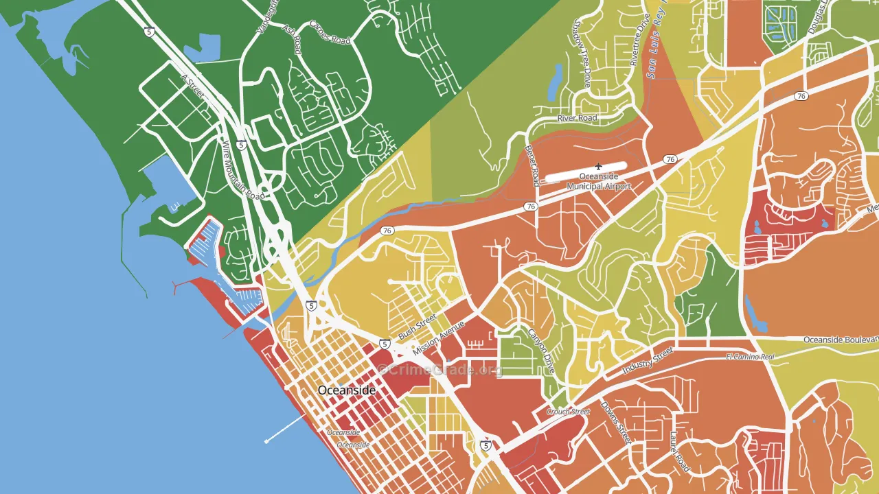 East Side Capistrano, Oceanside, CA Map of Arson Rates