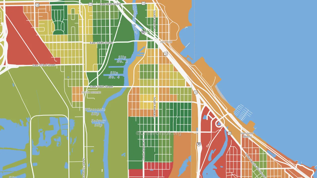 East Side, Chicago, IL Map of Arson Rates