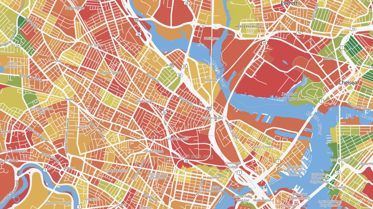 East Somerville, Somerville, MA Map of Arson Rates