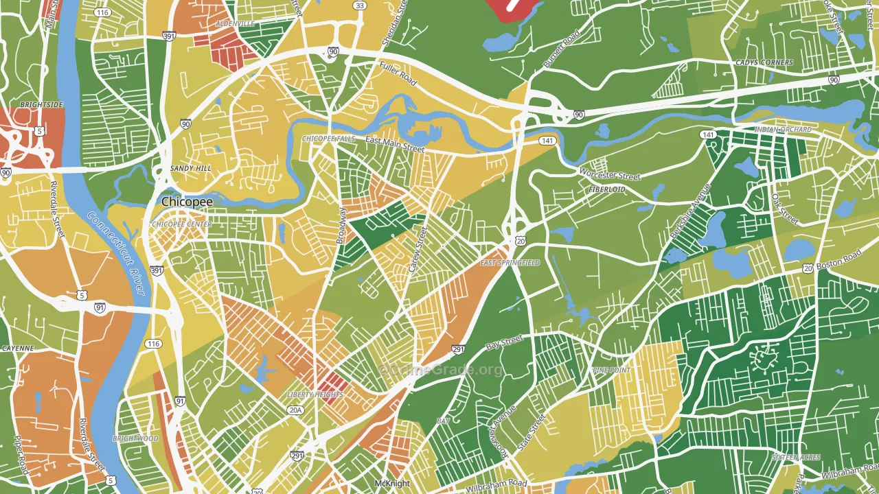 East Springfield, Springfield, MA Map of Arson Rates