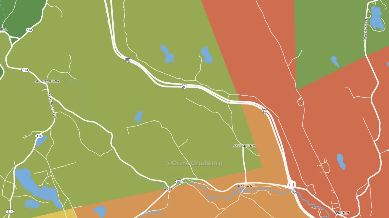 East Sutton, NH Map of Arson Rates