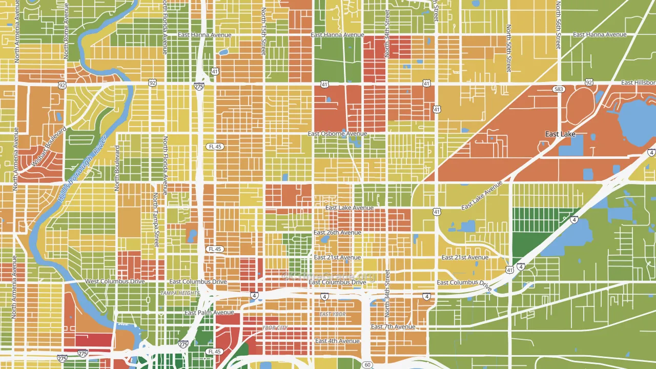 East Tampa, Tampa, FL Map of Arson Rates