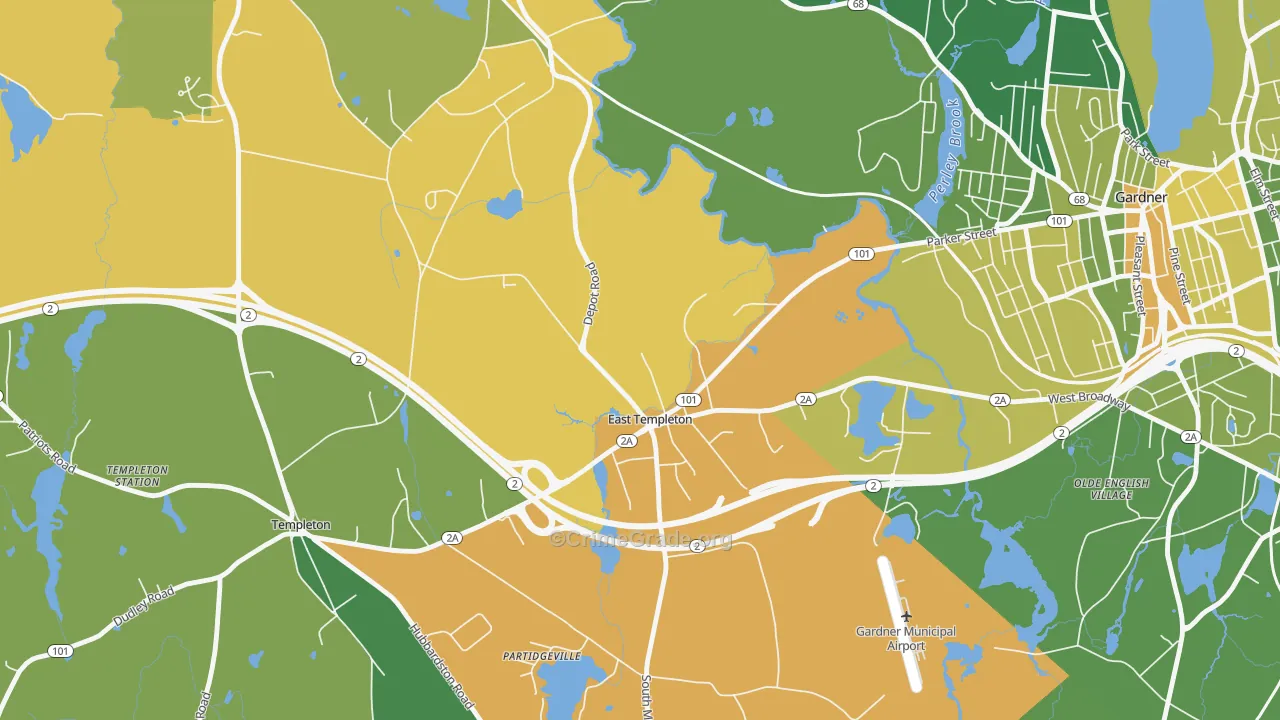 East Templeton, MA Map of Arson Rates