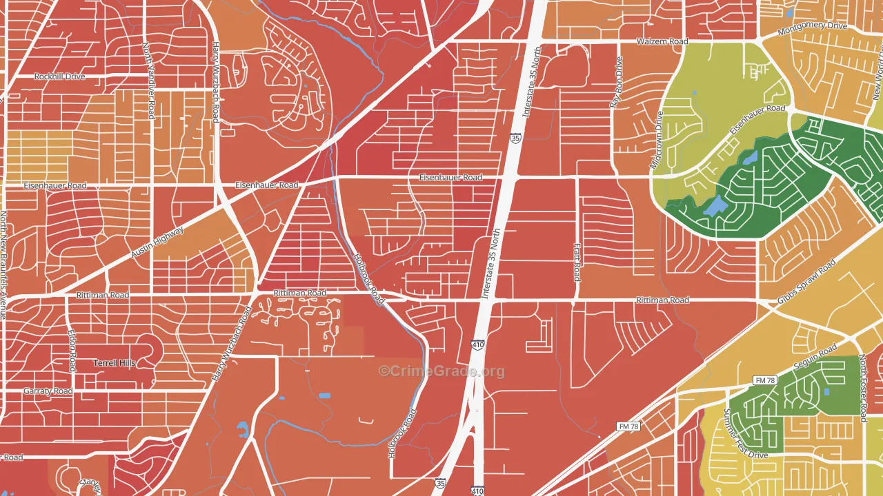 East Terrell Hills, San Antonio, TX Map of Arson Rates