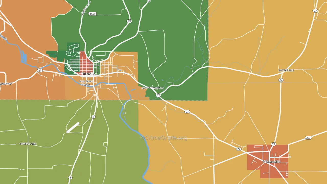 East Titusville, PA Map of Arson Rates