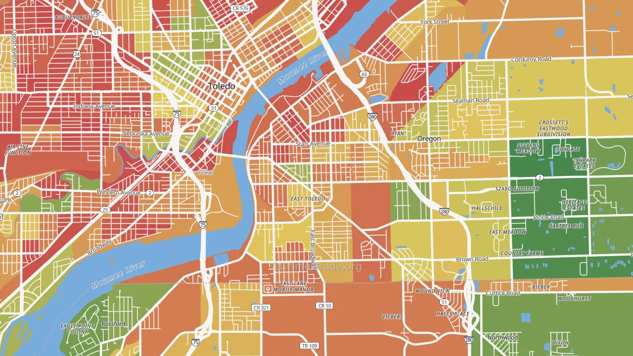 East Toledo, Toledo, OH Map of Arson Rates