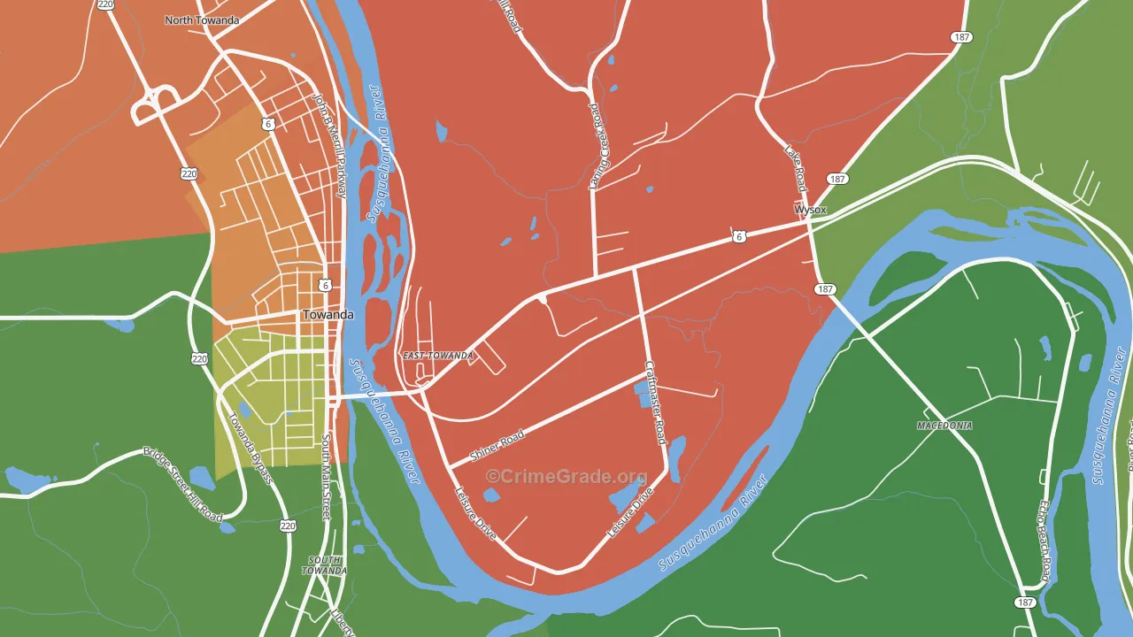 East Towanda, PA Map of Arson Rates