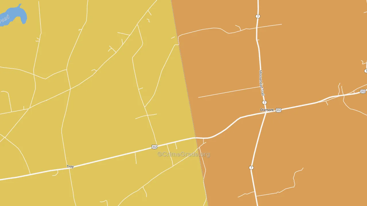 East Troy, ME Map of Arson Rates