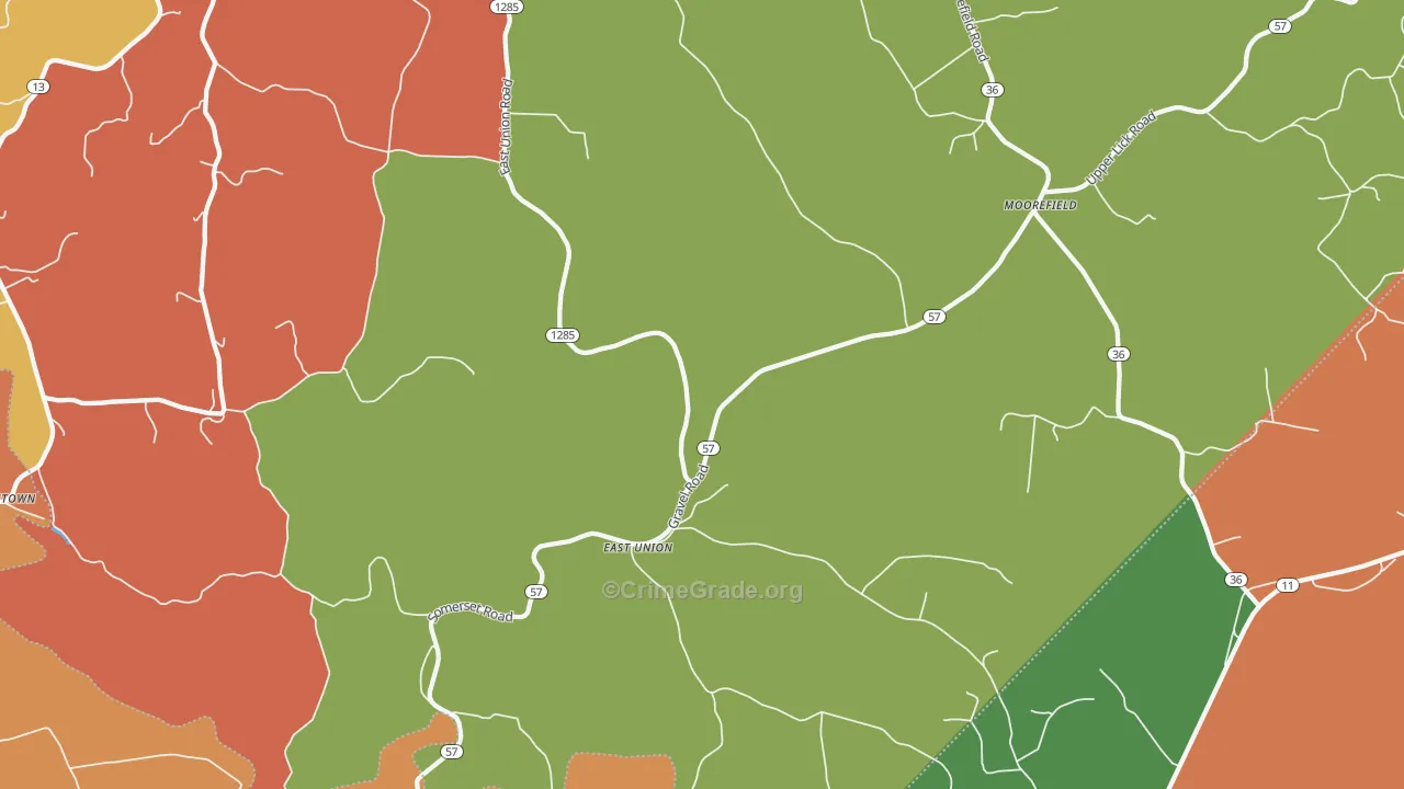 East Union, KY Map of Arson Rates