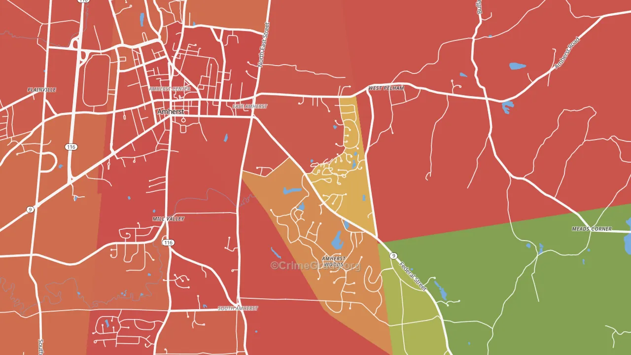 East Village, Amherst, MA Map of Arson Rates