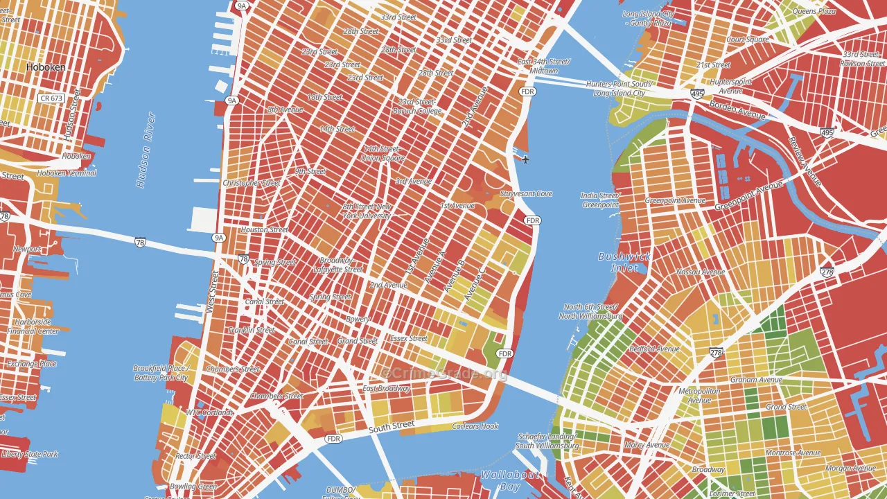 East Village, Manhattan, NY Map of Arson Rates