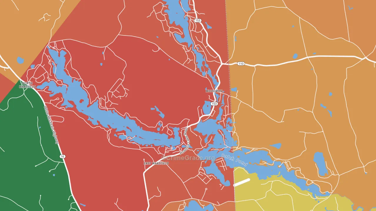 East Wakefield, NH Map of Arson Rates