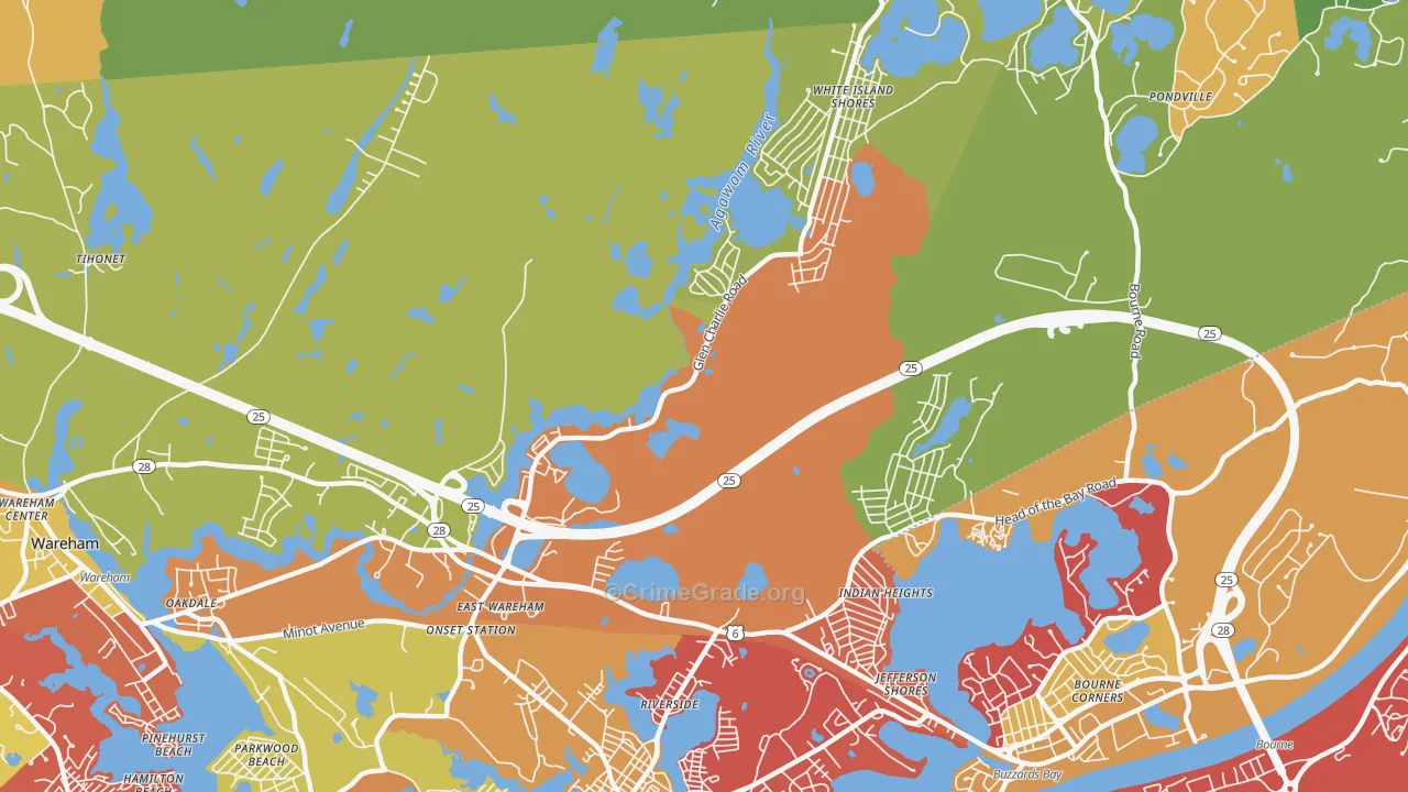 East Wareham, MA Map of Arson Rates
